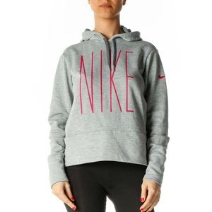 Nike Dri Fit Grey Pink Logo Hoodie Sz Medium